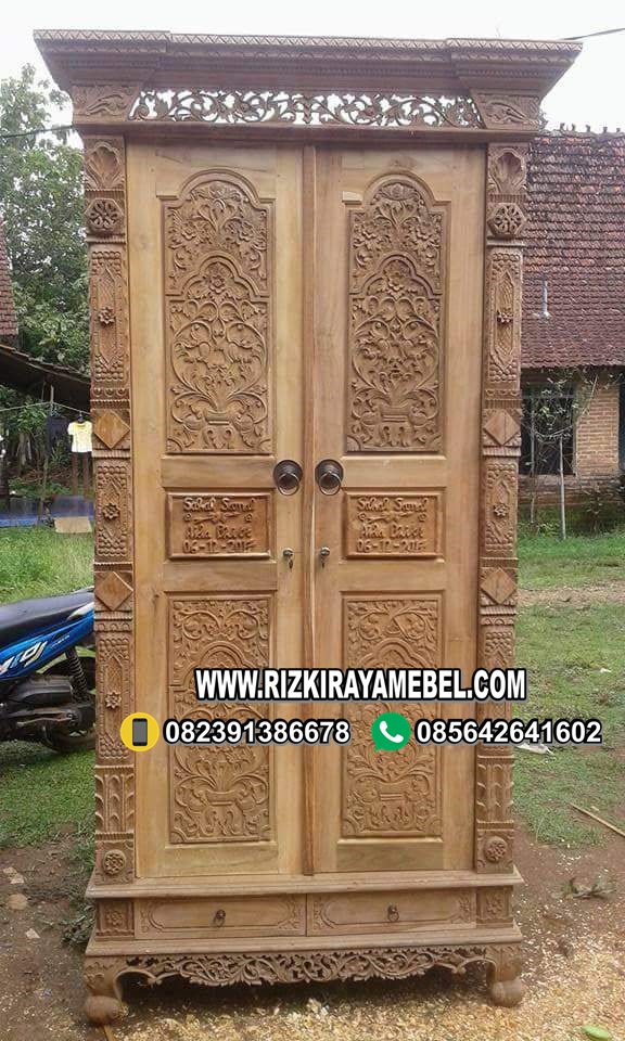 Lemari Pakaian 2 Pintu Ukiran Gebyok