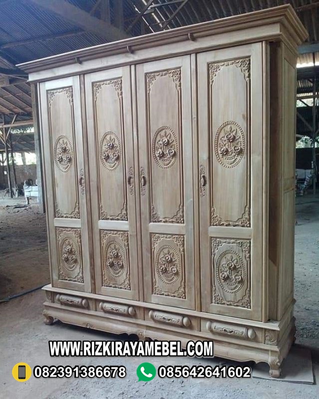 Lemari Pakaian 4 Pintu Ukiran Jepara